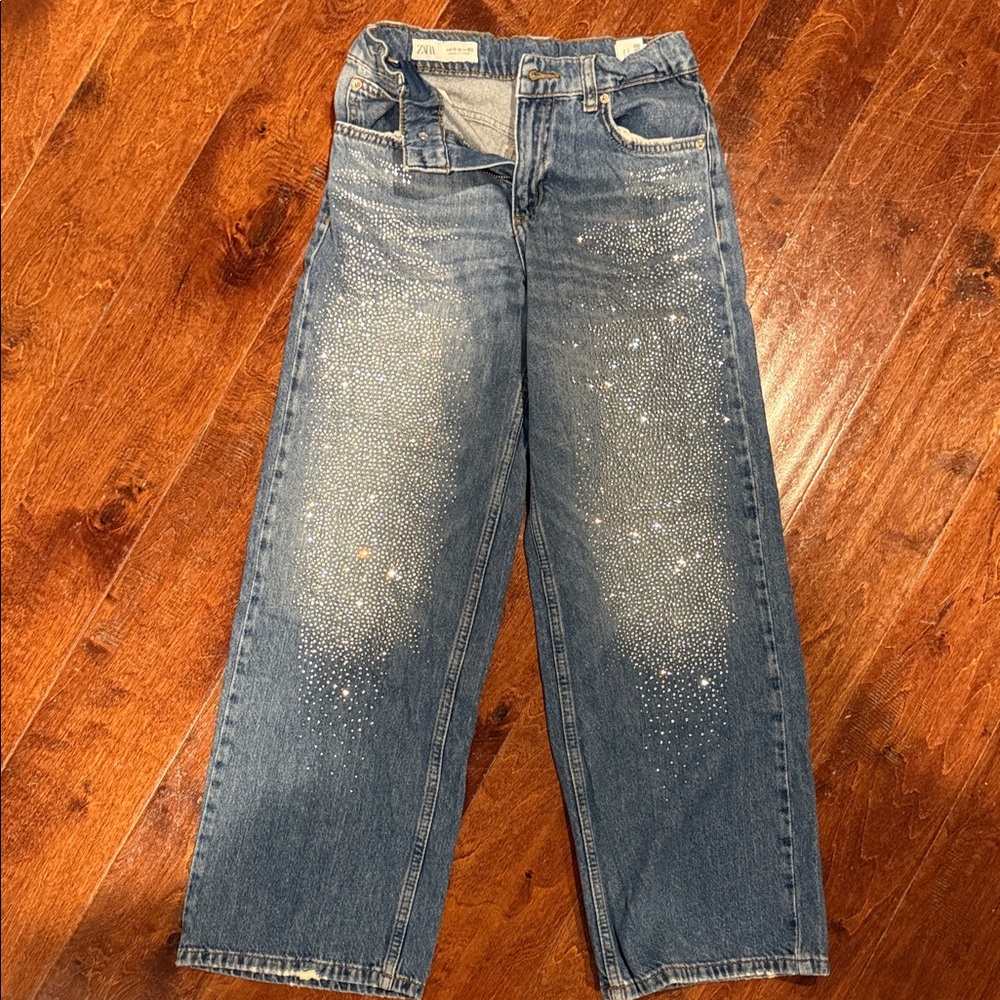 Zara Blue Flare Jeans with Sparkle Accents